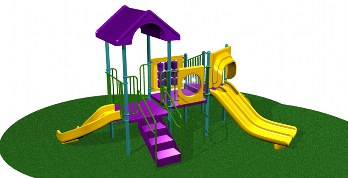 Compact Commercial Playground with Slides