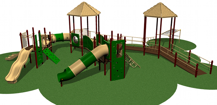 Structured Playground system with various climb and play activities