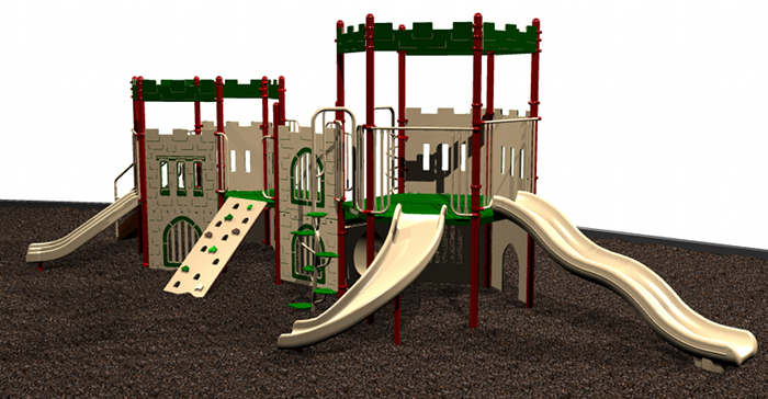 Front digital design of castle themed playgrounds