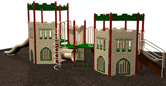 Back digital design of castle themed playground