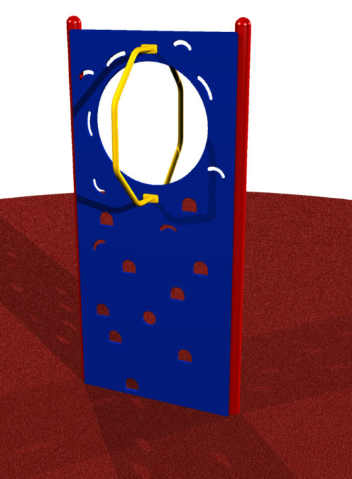 Digital Design of a blue and yellow climbing walls & playground equipment
