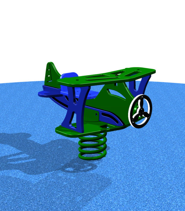 Green airplane spring rider for kids