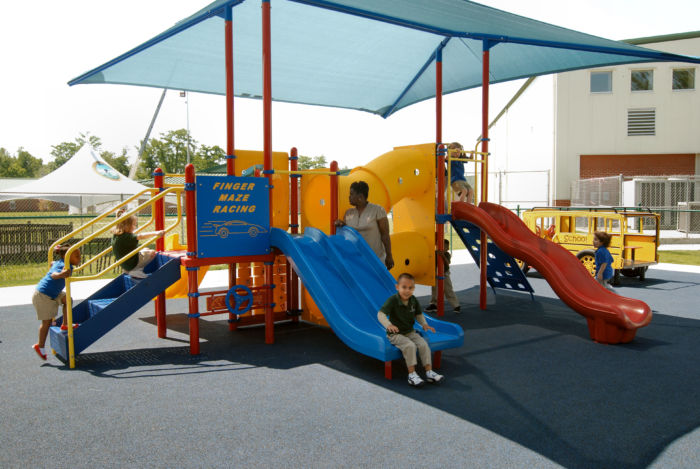 School playground with shade structure
