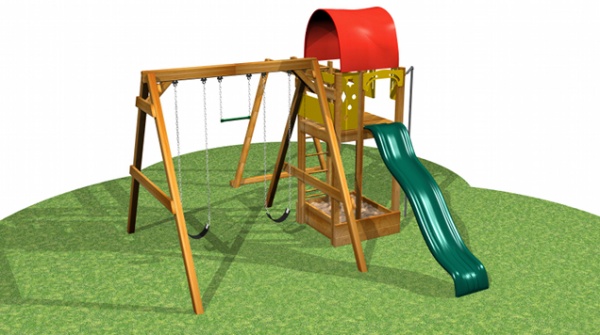 wood backyard swing and slide playground