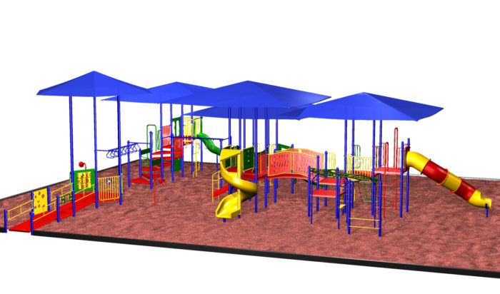 Playground Set with built-in Sun Shade