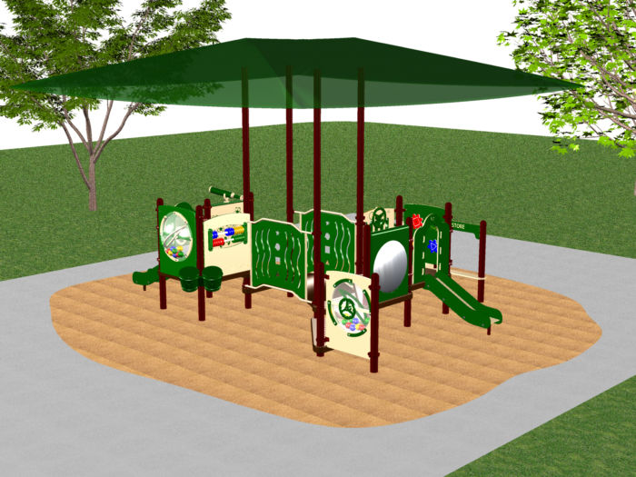 This Shaded Playground For Toddlers Has Two Slides!