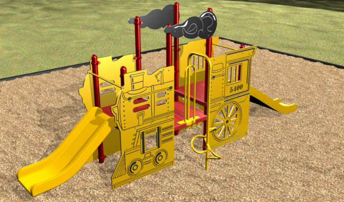 Our Locomotive playground for ages 2-5 has a wheelchair transfer!