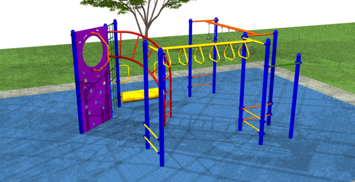 A small fitness oriented playground system focused on building strong muscles