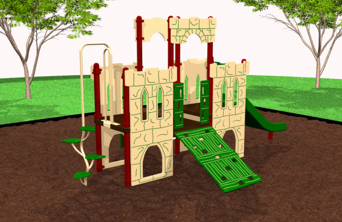 Our Castle playset includes a slide and a wheelchair transfer module!