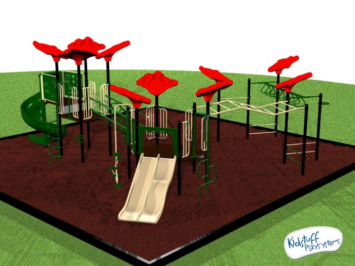 Playground system with upper body activities for kids