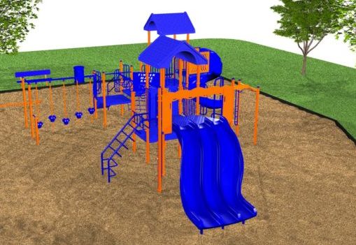 An impressive playground system with a tri-ride slide!