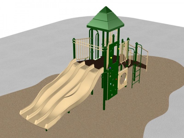 Green Playground system with various activities for kids