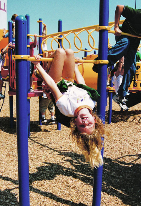 Child playing on turning bar