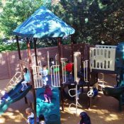 small, shaded outdoor school playground